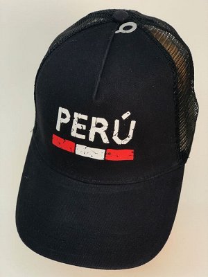 Бейсболка Бейсболка Peru черного цвета с сеткой  №5812