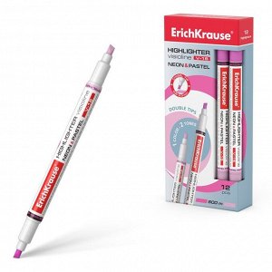 Маркер текстовыделитель ErichKrause Visioline V-16 Neon+Pastel, 0.6-3.3 мм, двусторонний, чернила на водной основе, розовый