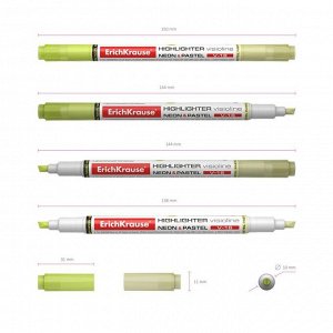 Маркер текстовыделитель ErichKrause Visioline V-16 Neon+Pastel, 0.6-3.3 мм, двусторонний, чернила на водной основе, жёлтый