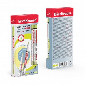 Маркер текстовыделитель ErichKrause Visioline V-16 Neon+Pastel, 0.6-3.3 мм, двусторонний, чернила на водной основе, жёлтый