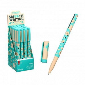 Ручка шариковая синяя 0,7мм, корпус Софтач Soft touch, Сакура (штрихкод на штуке)