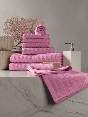 Набор из 8 полотенец Торлей цвет: розовый (30х50 см - 4 шт, 50х80 см - 2 шт, 70х130 см - 2 шт)