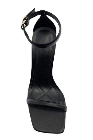 Женские босоножки на каблуке, квадратный носок, цвет черный