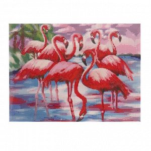 Алмазная мозаика на подрамнике с полным заполнением «Прекрасные фламинго», 30х40см