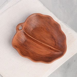 Менажница "Берёзовый лист", красная глина, 14*15 см