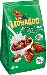 «Leonardo», готовый завтрак «Подушечки с шоколадно-ореховой начинкой», 250г
