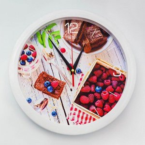 Часы настенные, серия: Кухня, "Ягодный завтрак", плавный ход, d=28 см
