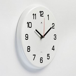 Часы настенные, интерьерные "Классика", d-27 см, бесшумные, белые