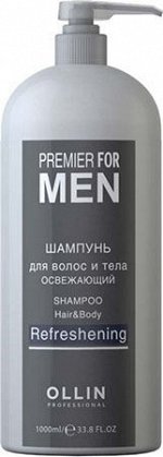 OLLIN PREMIER FOR MEN Шампунь для волос и тела освежающий 1000мл/ Shampoo Hair&amp;Body Refreshening, шт