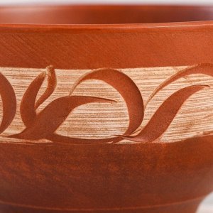 Пиала "Ивона", роспись ангобом, красная глина, 0.6 л