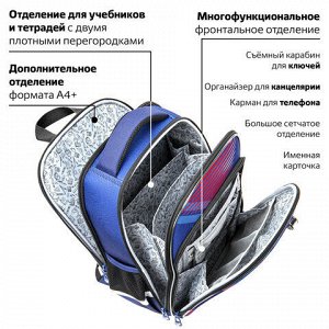 Ранец BRAUBERG QUADRO, 3 отделения, с брелком, "Rapid style", 37х28х18 см, 270603