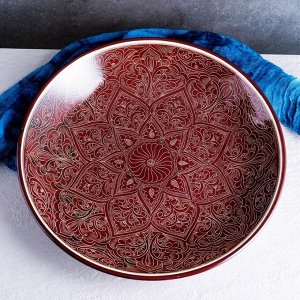 Ляган Риштанская Керамика "Узоры", 42 см, коричневый микс