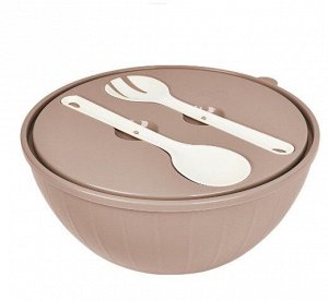 Салатник, 5 л, с крышкой и приборами, пластик, латте, SUGAR&SPICE Vanilla