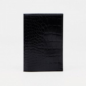 Обложка для паспорта, крокодил, цвет чёрный 2923858