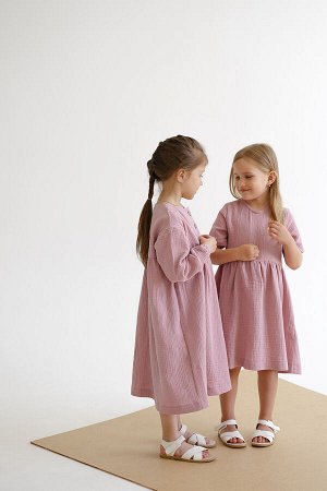 MINIDINO Платье Пеппи муслин пыльная Роза