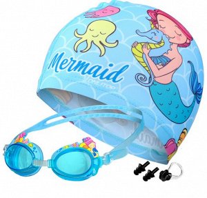 Набор для плавания  (шапка, очки, беруши, зажим для носа)