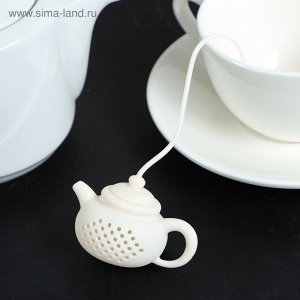 Ситечко для чая Доляна «Чайник», 5,5 см, цвет белый