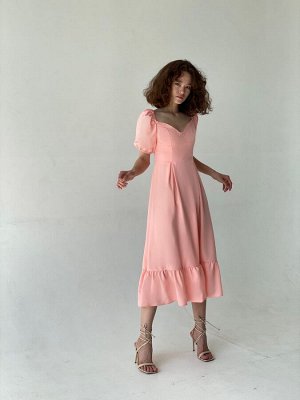 Платье с корсетным лифом нежно-розовое