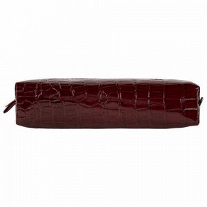 Пенал-косметичка BRAUBERG, крокодиловая кожа, 20х6х4 см, "Ultra maroon", 270849