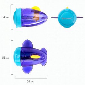 Точилка BRAUBERG "JET", 3 угла заточки, пластиковая с контейнером, ассорти, 223591