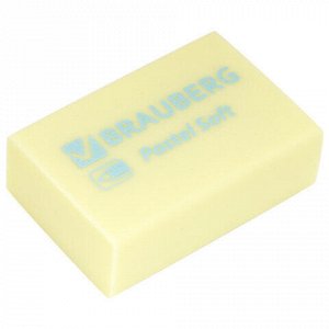 Ластики BRAUBERG "Pastel Soft" НАБОР 12 шт., размер ластика 31х20х10 мм, экологичный ПВХ, 229598