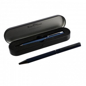 Ручка шариковая поворотная, 1.0 мм, Bruno Visconti Bergamo, стержень синий, синий металлический корпус, в металлическом футляре