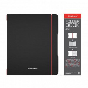 Тетрадь А5+, 48 листов в клетку ErichKrause "FolderBook Accent", сменная пластиковая обложка, блок офсет, белизна 100%, красная
