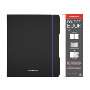 Тетрадь А5+, 2х48 листов в клетку ErichKrause "FolderBook Accent", сменная пластиковая обложка, блок офсет, белизна 100%, синяя