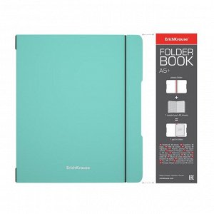 Тетрадь А5+, 2x48 листов в клетку ErichKrause "FolderBook Pastel Mint", сменная пластиковая обложка, блок офсет, белизна 100%