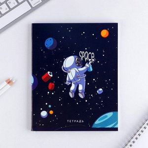 Тетрадь в клетку, 48 л., А5, на скрепке, блок №1 «Космос» МИКС