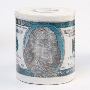 Сувенирная туалетная бумага "100 долларов", стандарт 10х10,5х10 см