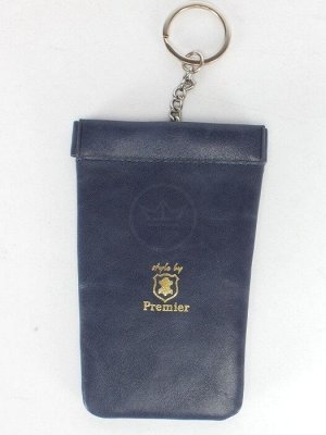Футляр для ключей Premier-К-114 (с пружиной)  натуральная кожа синий крек (65)  247217