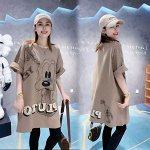 Женская футболка, принт &quot;собака&quot;, цвет коричневый