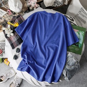 Костюм женский (лонгслив и шорты) в минималистичном стиле с маленьким сердечком, цвет синий
