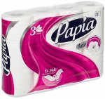 Бумага туалетная Papia 12 рул. 3х-сл. Белая