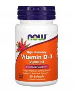 NOW Foods, витамин D3, 50 мкг (2000 МЕ), 30 капсул
