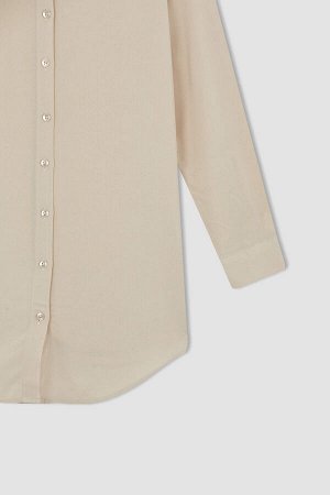 Рубашка-рубашка из мятой вискозы классического кроя с длинными рукавами