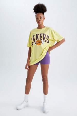 Футболка Defacto Fit NBA Los Angeles Lakers Licensed Oversize Fit Cycling Yaa с коротким рукавом