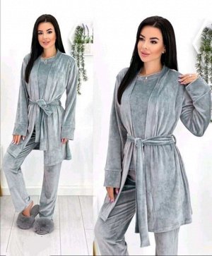 Пижама(халат, кофта и брюки)