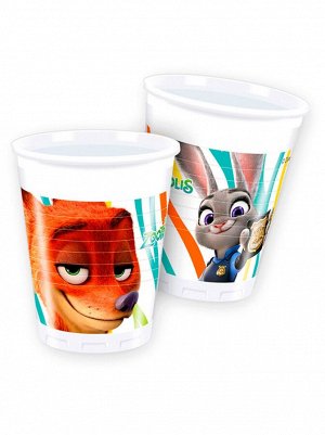 Стакан пластик набор 8 шт 200 мл Зверополис Zootropolis Греция