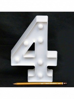Фигура световая Цифра "4" 10,5 х21,5 см цвет белый пластик HS-18-1
