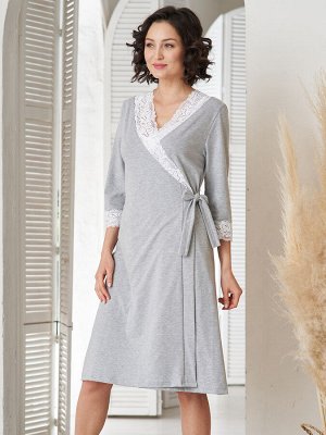 Комплект (сорочка + халат) Flavia серый меланж