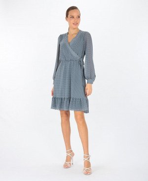 Платье Анжелика/6-1315 - 71-100 серый, горох