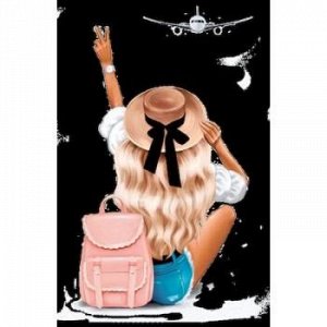 Обложка для паспорта натуральная кожа, цветной рисунок по коже "Девушка и самолет" 1,2-003-0 ПОЛИГРАФДРУГ {Россия}