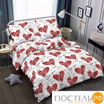 34883 Постельное бельё Amore Mio Мако-сатин Amour Микрофибра 2 сп. Белый/красный (BZ QR Amour DOUBLE M)