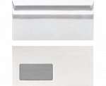 Конверты почтовые, самокл., DL (22х11см), 25шт, бел., с окном