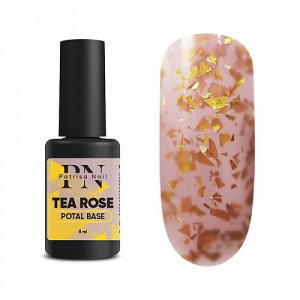POTAL Tea Rose base каучуковая розовая база с золотой поталью