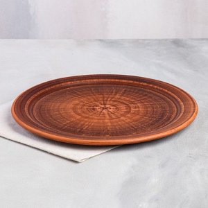 Тарелка, гладкая, красная глина, 28 см
