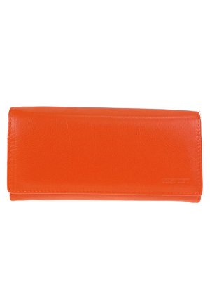 Женский кошелёк-портмоне из мягкой натуральной кожи, цвет коралловый