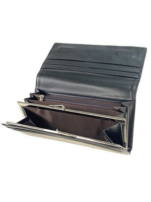 Женский кошелёк-портмоне из искусственной кожи, цвет черный